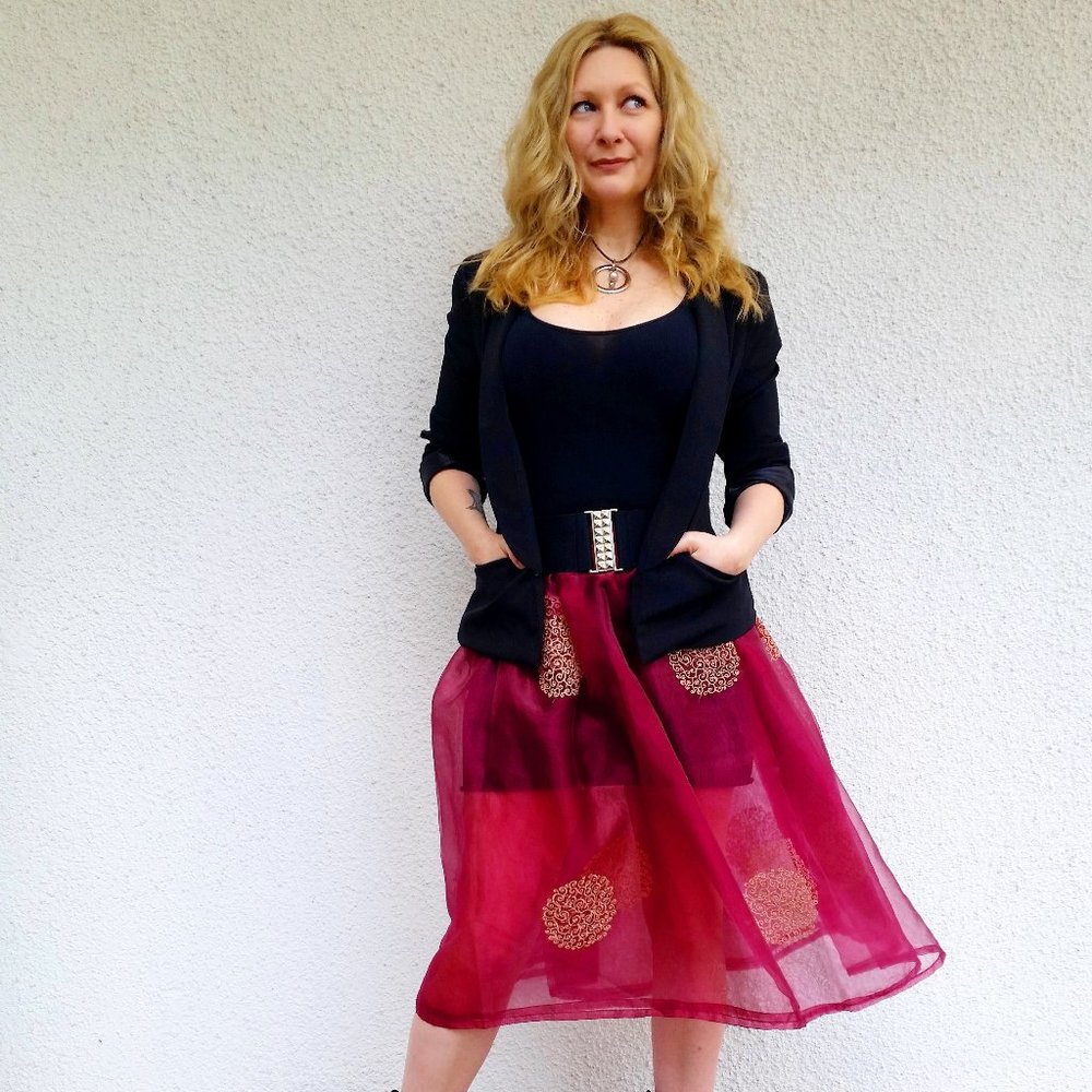 Sheer Embroidered Floaty Skirt + under skirt (S/M)